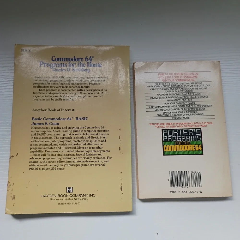 2 Vtg Commodore 64 Books-Porters Programs Kent Porter/Programs For The Home
